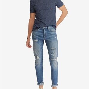 Polo Ralph Lauren Sullivan Slim Jeans Mens 20 Distressed Light Wash Denim